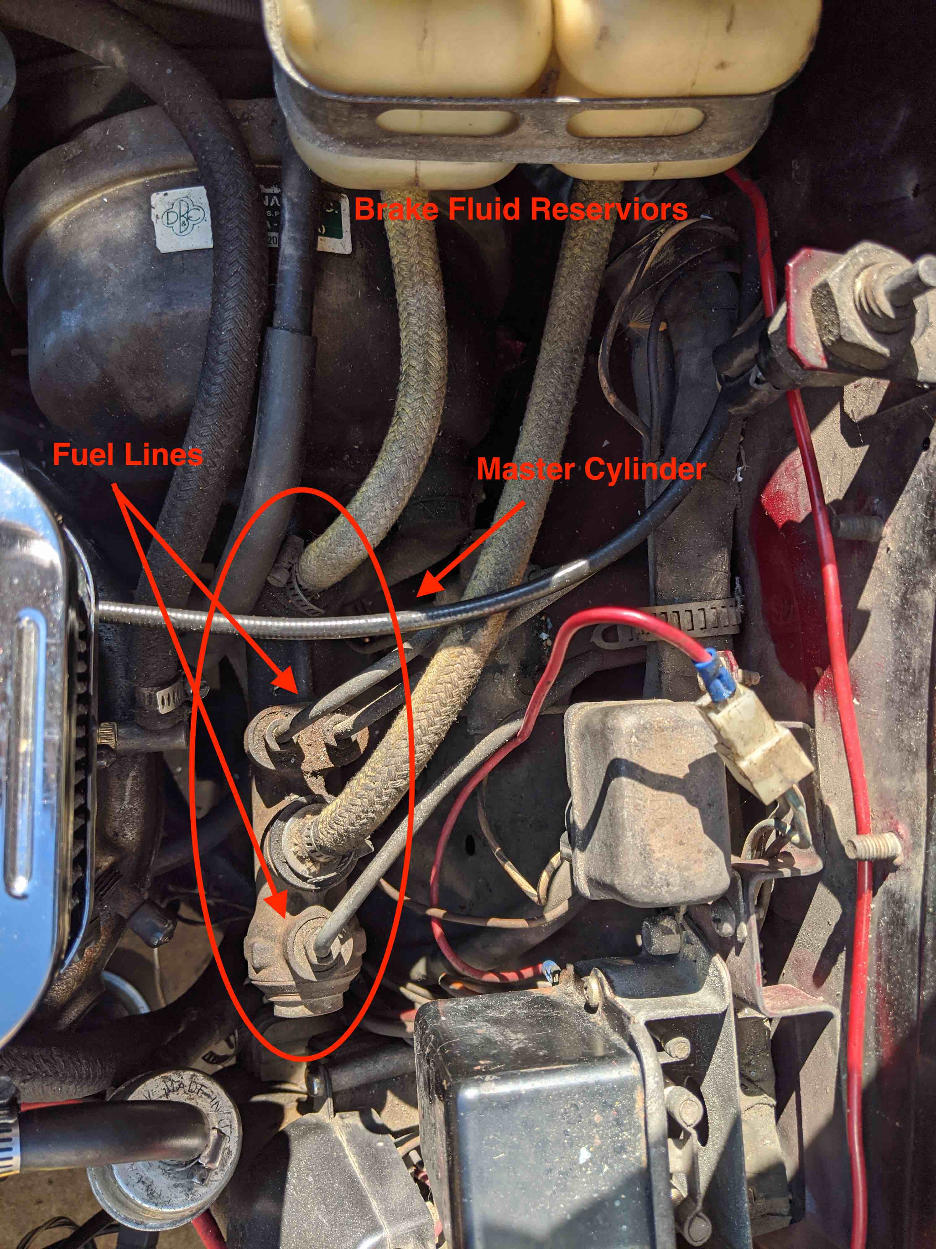 Old master cylinder with labels