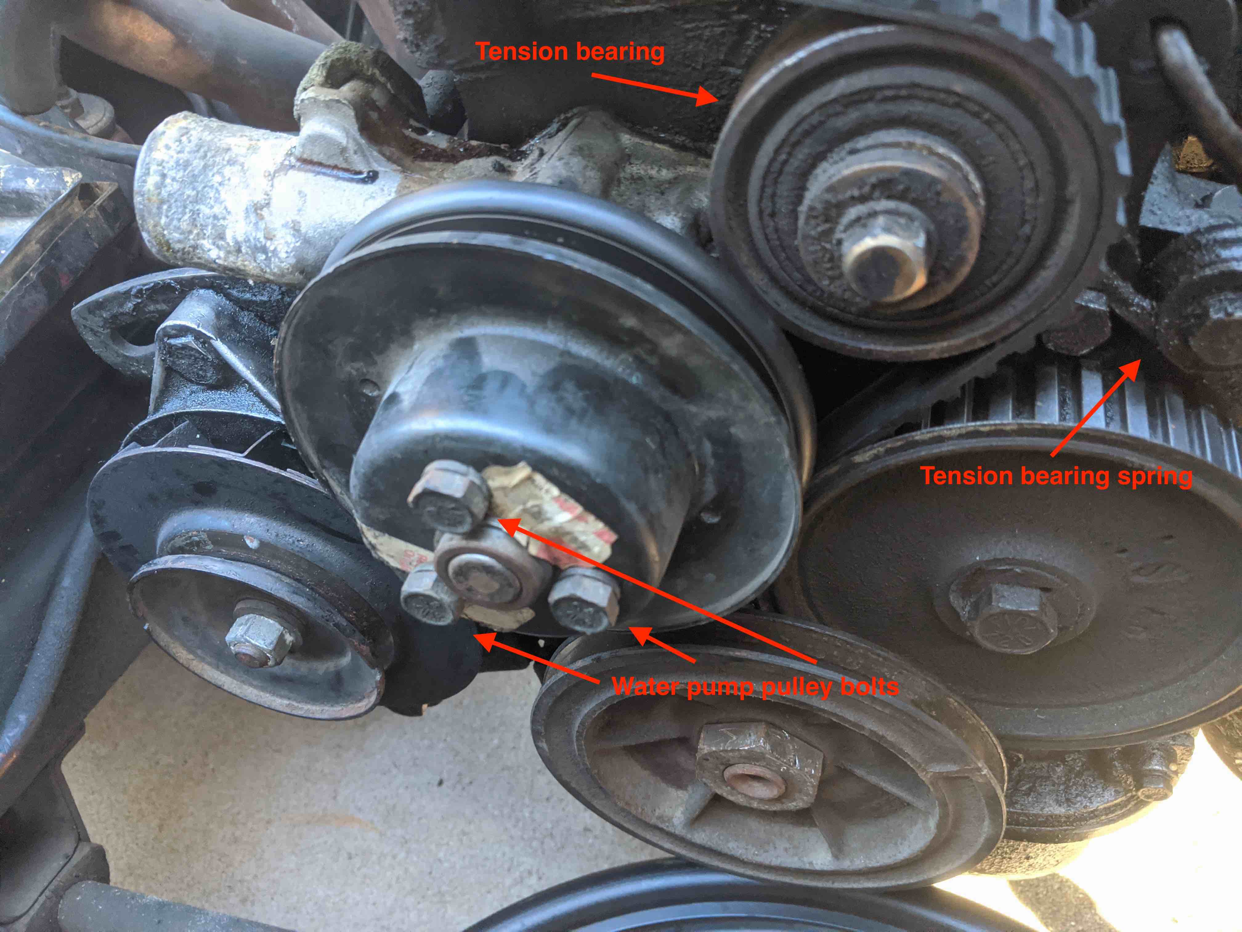 Water pump and tension bearing