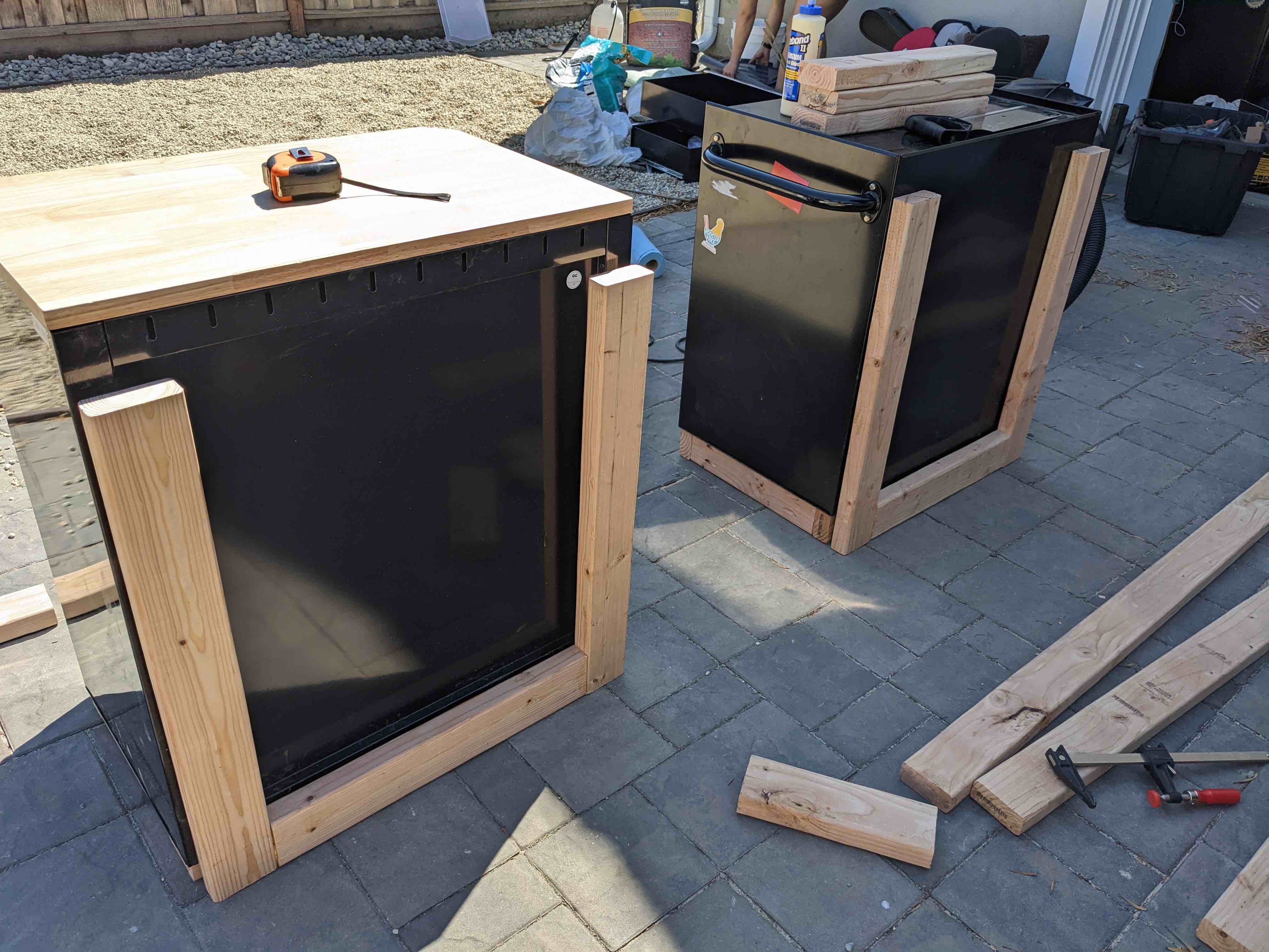 Frames on back for support beam