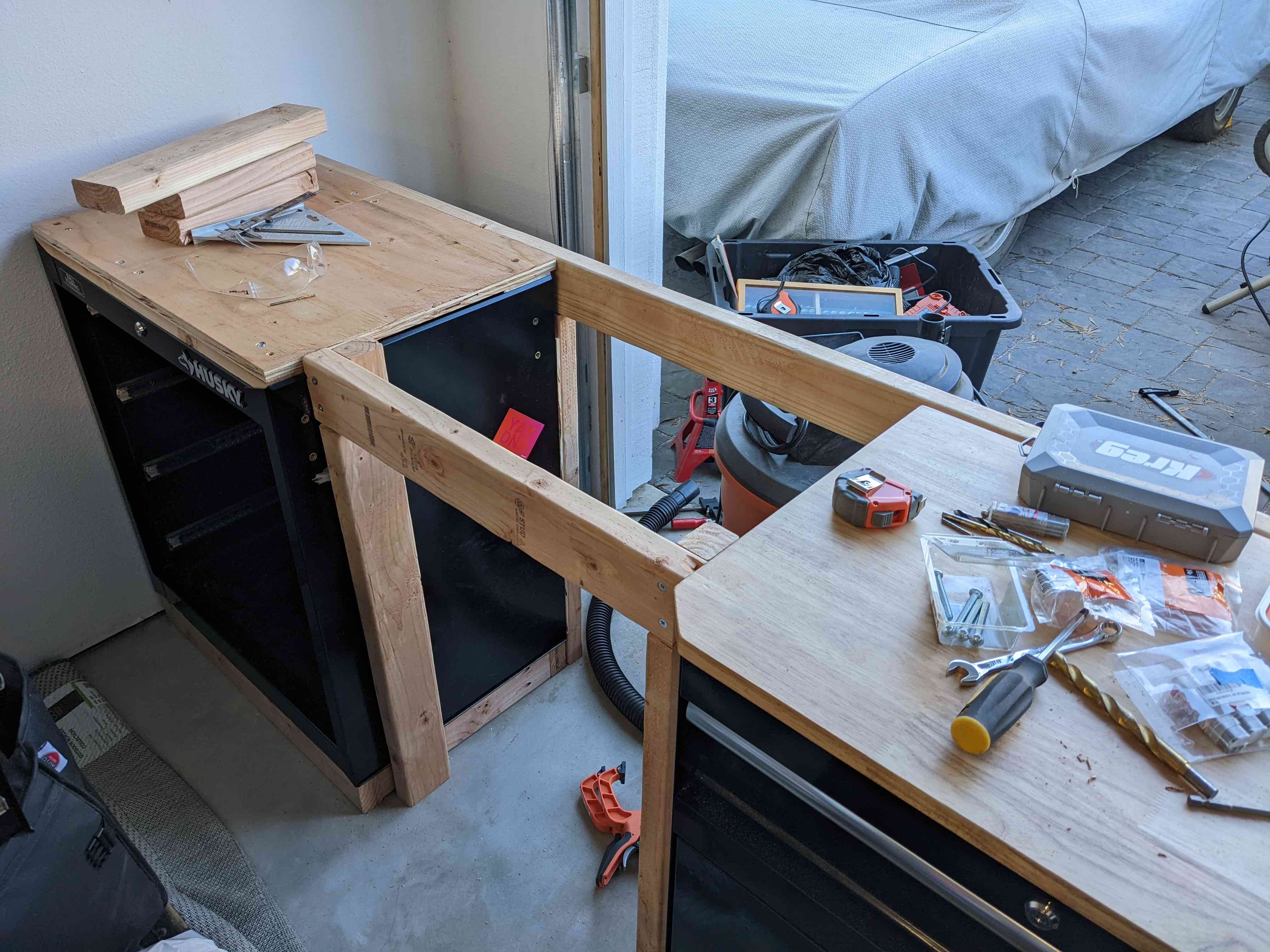 Framing is level with drawer top
